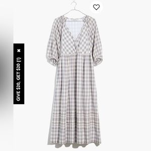 Madewell marianna puff-sleeve midi dress in plaid